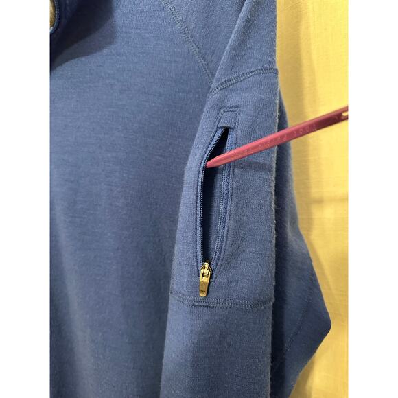 Ibex Men's Full Zip Rambouillet Wool Sweater Full Zip Jacket Blue XL - Picture 8 of 12